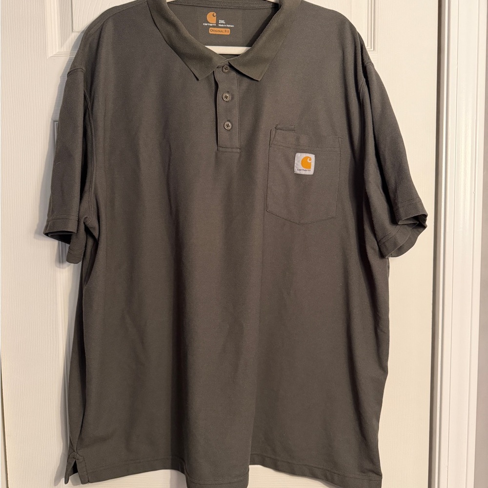 Carhartt Men's Short-Sleeve Pocket Polo in Charcoal 2XL